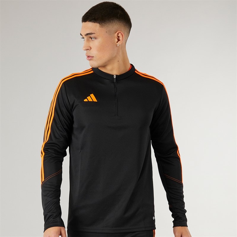 adidas Herre Tiro 23 Club 1/4 lynlås træningstop sort/signal orange - Billede 3