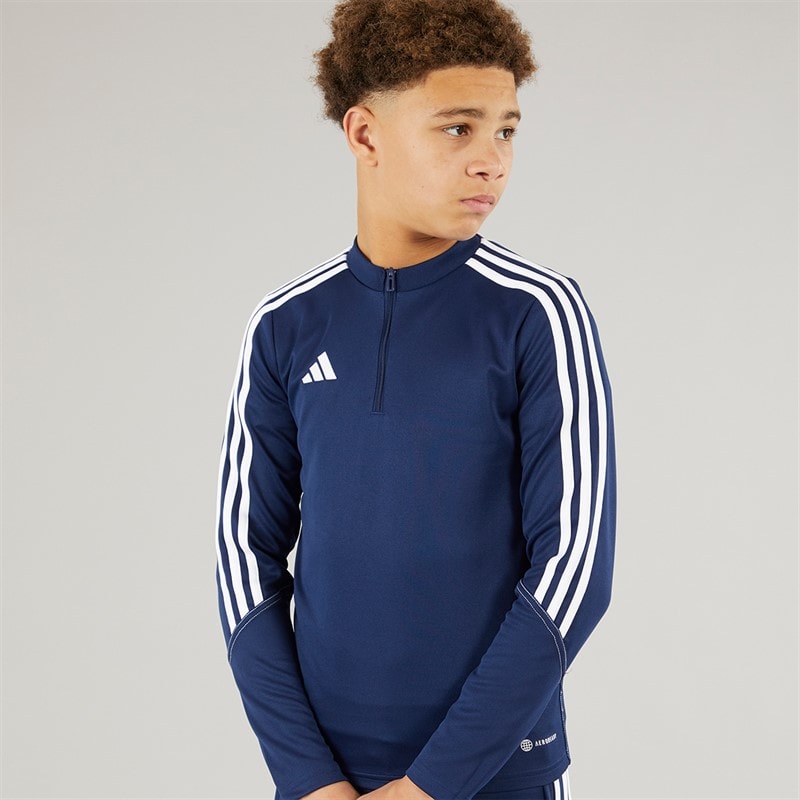 adidas Junior Tiro 23 Club 1/4 Zip Træningstop Team Blue/Hvid - Billede 1