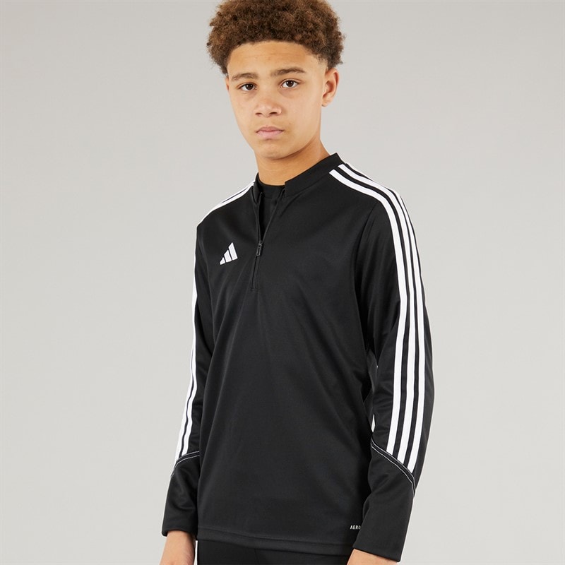 adidas Junior Tiro 23 Club 1/4 Zip Træningstop Sort/Hvid - Billede 1