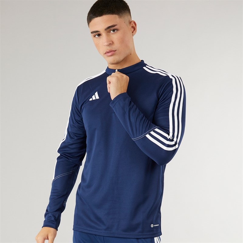 adidas Herre Tiro 23 Club 1/4 lynlås træningstop Navy/Hvid - Billede 1