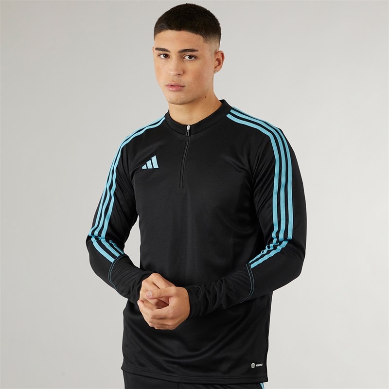 adidas Herre Tiro 23 Club 1/4 Zip Træningstop Sort/Preloved Blå - Billede 3