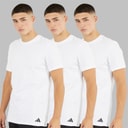 adidas Herre Komfort Flex Bomuld Tre Pak Rund Hals T-shirts Hvid