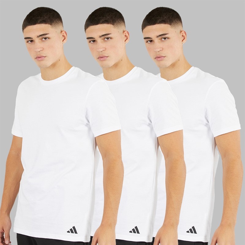 adidas Herre Komfort Flex Bomuld Tre Pak Rund Hals T-shirts Hvid