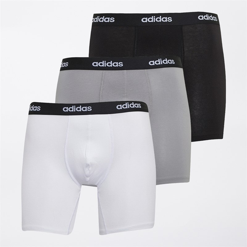 adidas Herre Bomuld Stretch Tre Pak Boxer Shorts Sort/Hvid/Grå - Billede 1