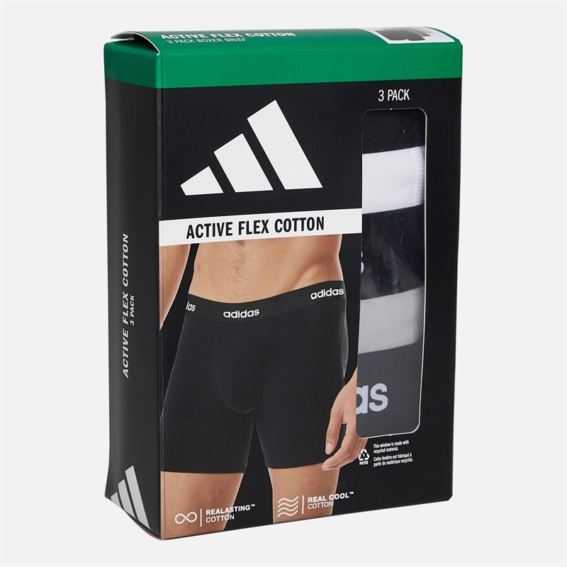 adidas Herre Bomuld Stretch Tre Pak Boxer Shorts Sort/Hvid/Grå - Billede 2