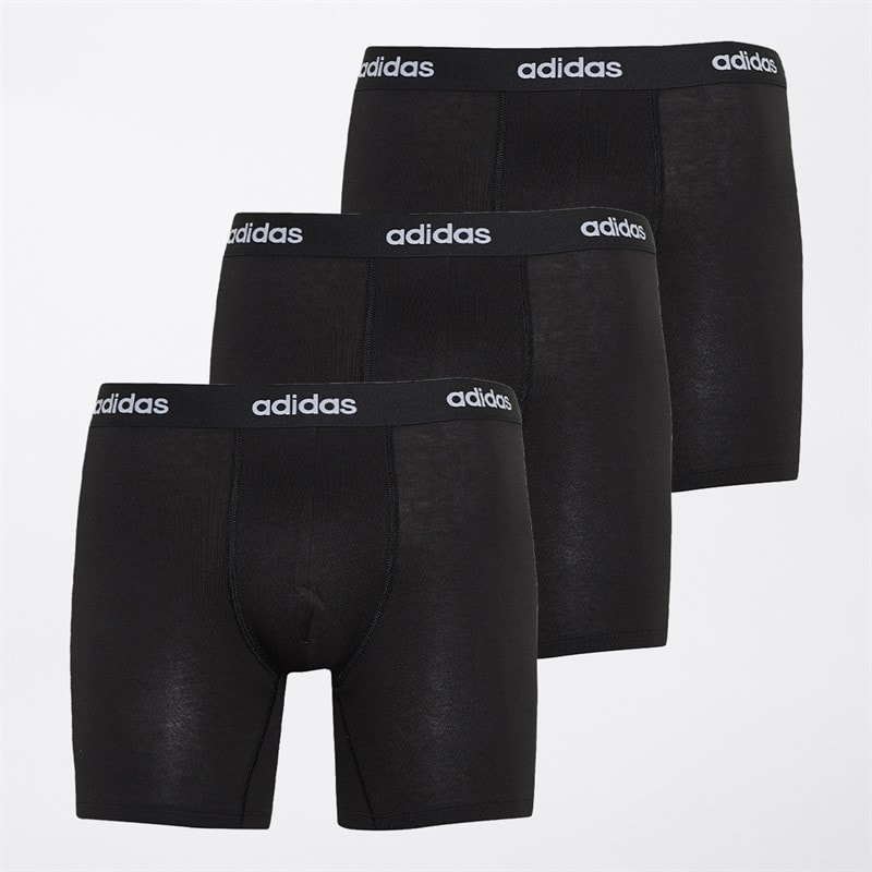 adidas Herre Bomuld Stretch Tre Pak Boxer Shorts Sort/Sort/Sort - Billede 1