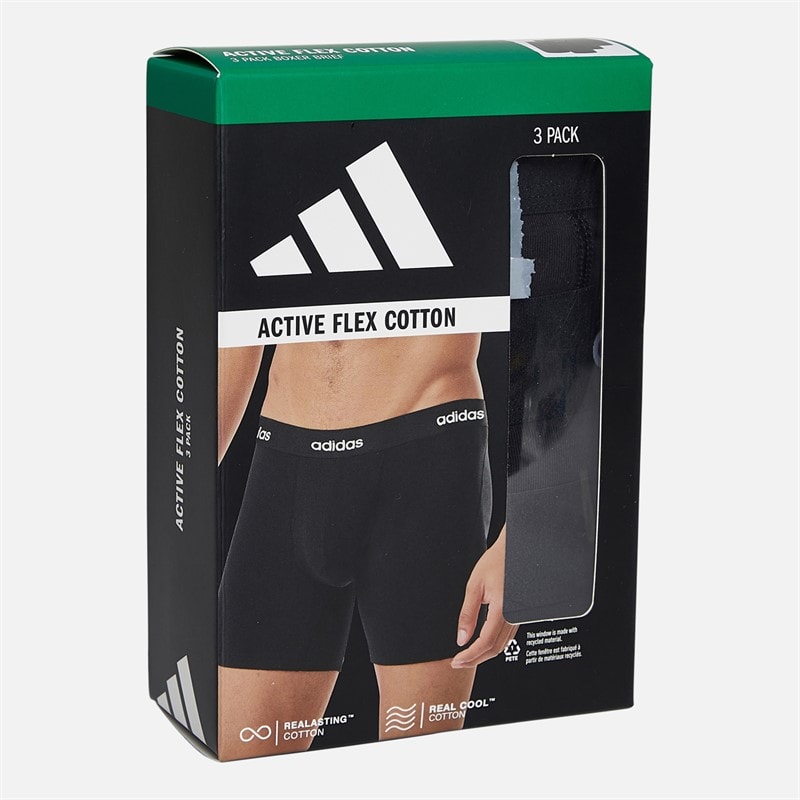 adidas Herre Bomuld Stretch Tre Pak Boxer Shorts Sort/Sort/Sort - Billede 2