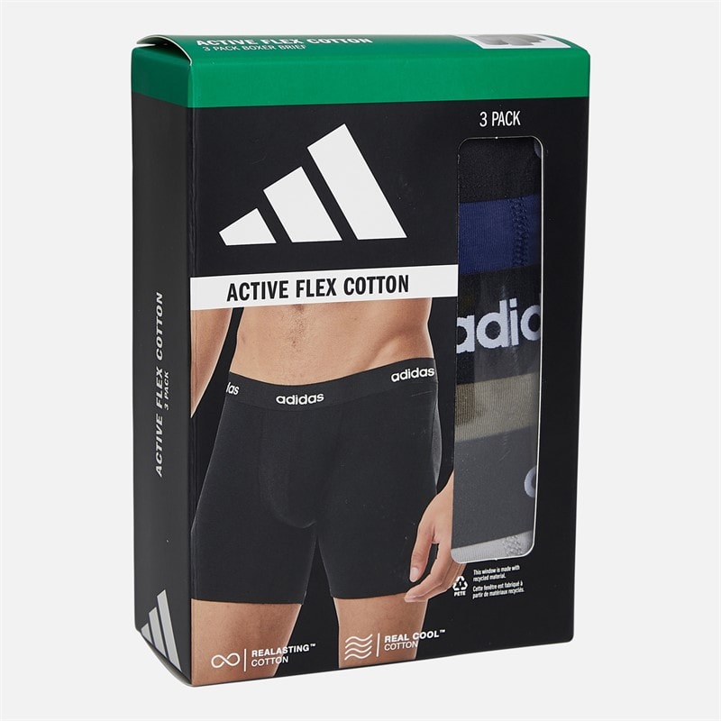 adidas Herre Bomuld Stretch Tre Pak Boxer Shorts Navy/Grå/Olive - Billede 2