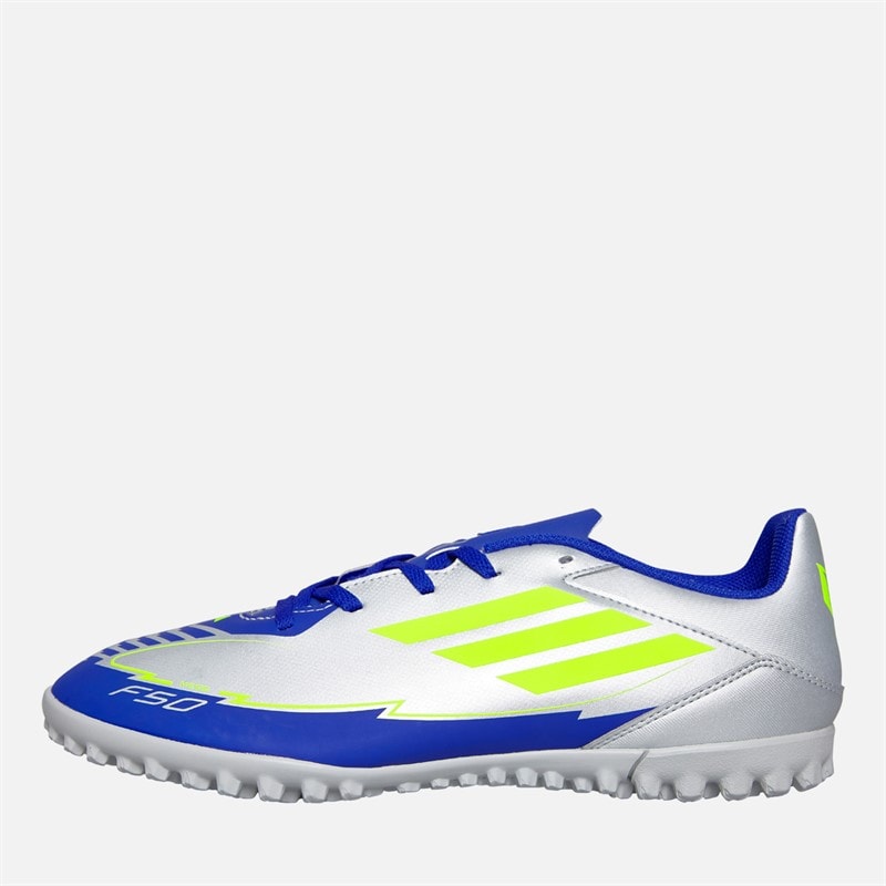 adidas Herre F50 Club Messi La Vida Rapida Pack TF Kunstgræs Fodboldstøvler Silver Metallic/Solar Yellow/Lucid Blue