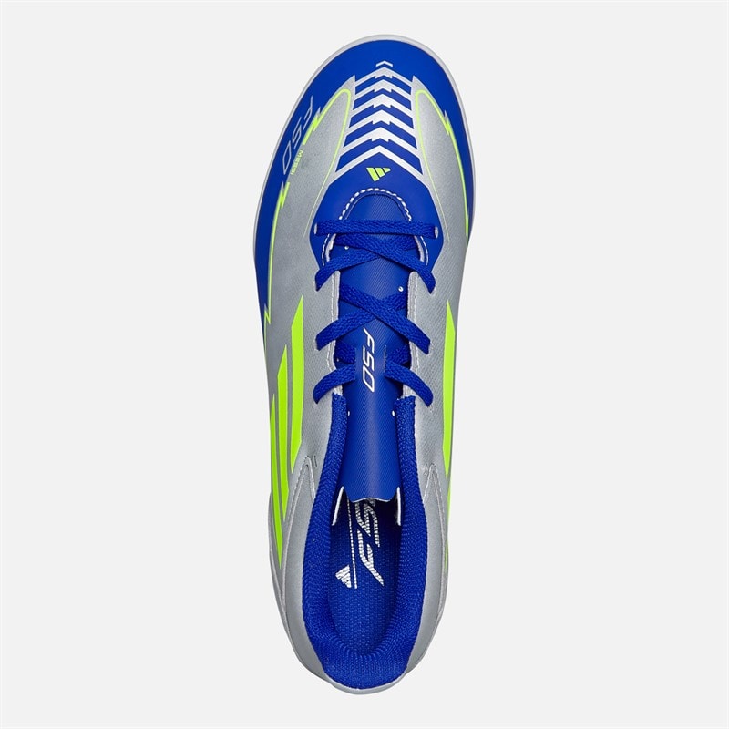 adidas Herre F50 Club Messi La Vida Rapida Pack TF Kunstgræs Fodboldstøvler Silver Metallic/Solar Yellow/Lucid Blue - Billede 4