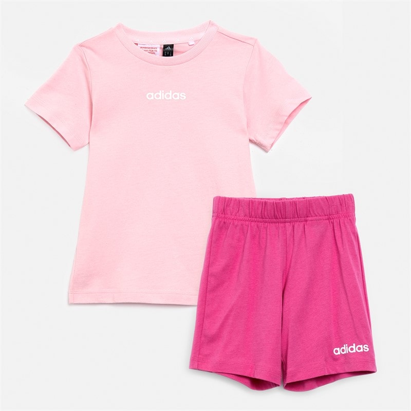 adidas Sæt med T-shirt og shorts til spædBørn med lineært logo til Piger Clear Pink/Hvid