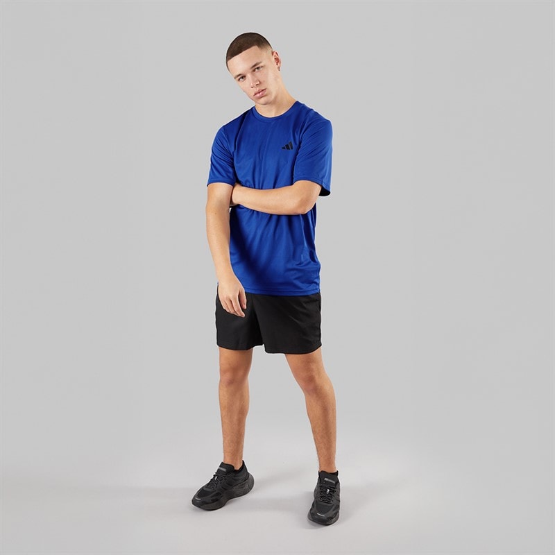 adidas Herre Træn Essentielle Basis T-shirt Semi Lucid Blue/Sort - Billede 4
