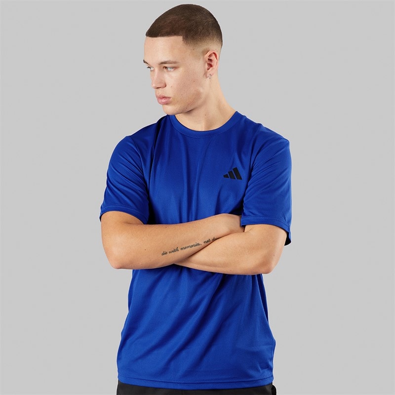 adidas Herre Træn Essentielle Basis T-shirt Semi Lucid Blue/Sort - Billede 5