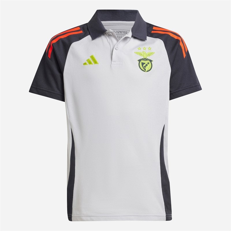 adidas Junior Drenge SLB Benfica polo skjorte Light Solid Grey/Semi Solar Orange - Billede 1