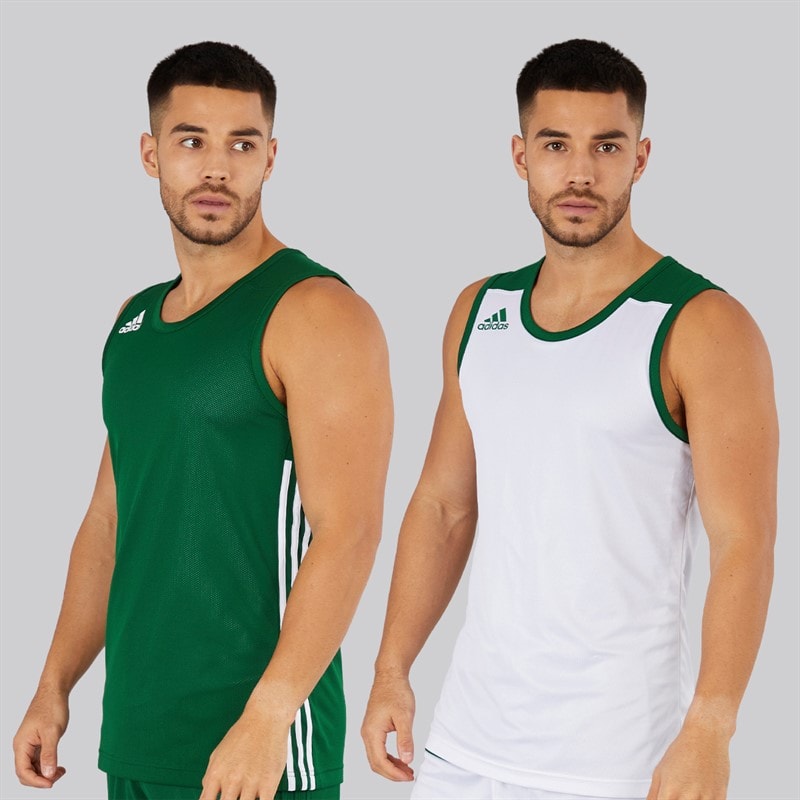 adidas Herre 3G Speed Vendbar Basketball Trøje Dark Green/Hvid