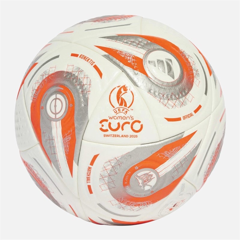 adidas Dame Euro 25 Finale Pro Officiel Kamp Fodbold (FIFA Kvalitet Pro Certificeret) Hvid/Silver Metallic/Lucid Lemon - Billede 1