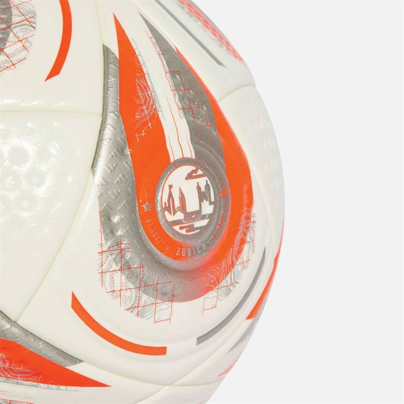 adidas Dame Euro 25 Finale Pro Officiel Kamp Fodbold (FIFA Kvalitet Pro Certificeret) Hvid/Silver Metallic/Lucid Lemon - Billede 4