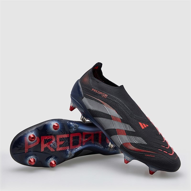 adidas Herre Predator Elite LL Snørebåndsløse Stealth Victory Pack SG Blød Bund Fodboldstøvler Core Black/Grey Four/Lucid Red - Billede 1