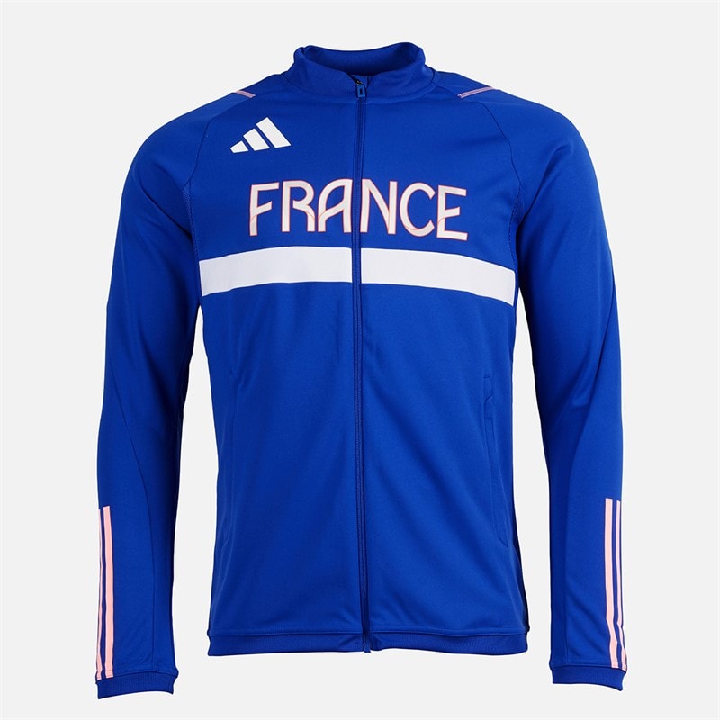 adidas Herre FFR Team Frankrig Track Jakke Semi Lucid Blue
