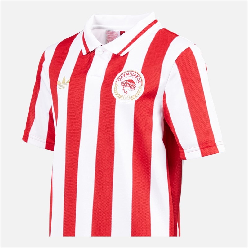 adidas Junior Drenge OFC Olympiacos FC 100 24/25 Hjemmebanetrøje Hvid/Power Red - Billede 4