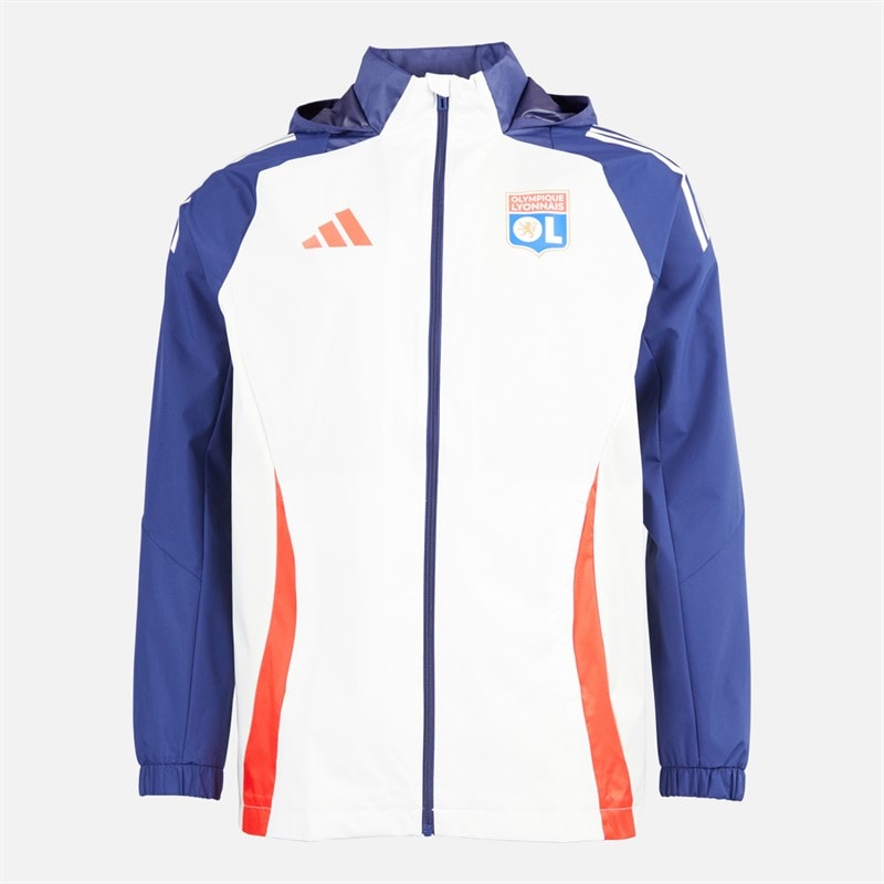 adidas Herre OL Olympique Lyon All Weather Jakke White Tint/Midnight Indigo/Bright Red