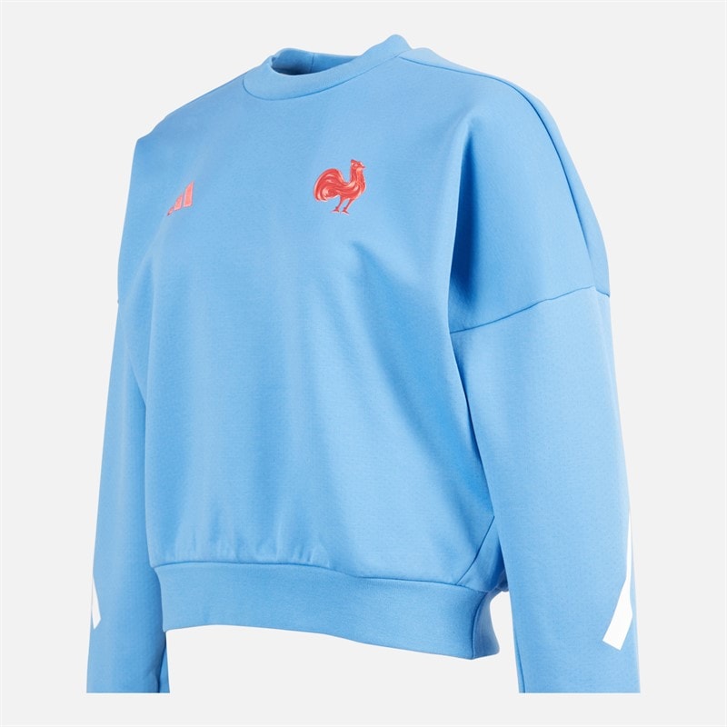 adidas Dame FFR Frankrig Rugby Z.N.E. Rejse Sweatshirt Focus Blue - Billede 4