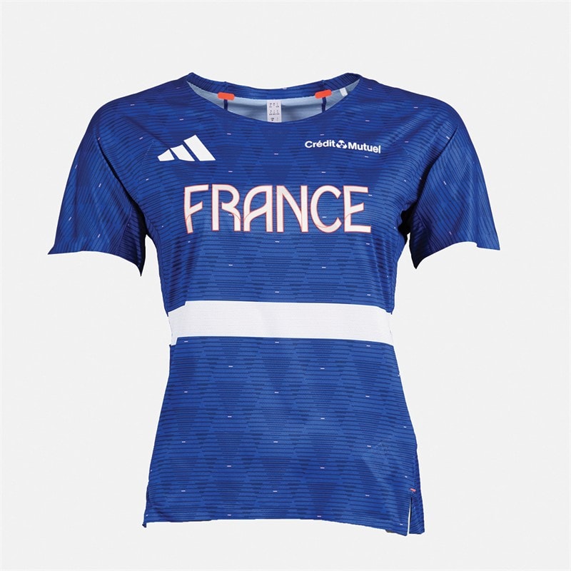 adidas Dame FFR Frankrig Løbe T shirt Semi Lucid Blue - Billede 1