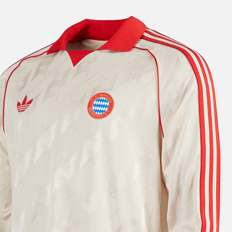 adidas Herre FCB FC Bayern München Langærmet Retro Trøje Linen - Billede 3