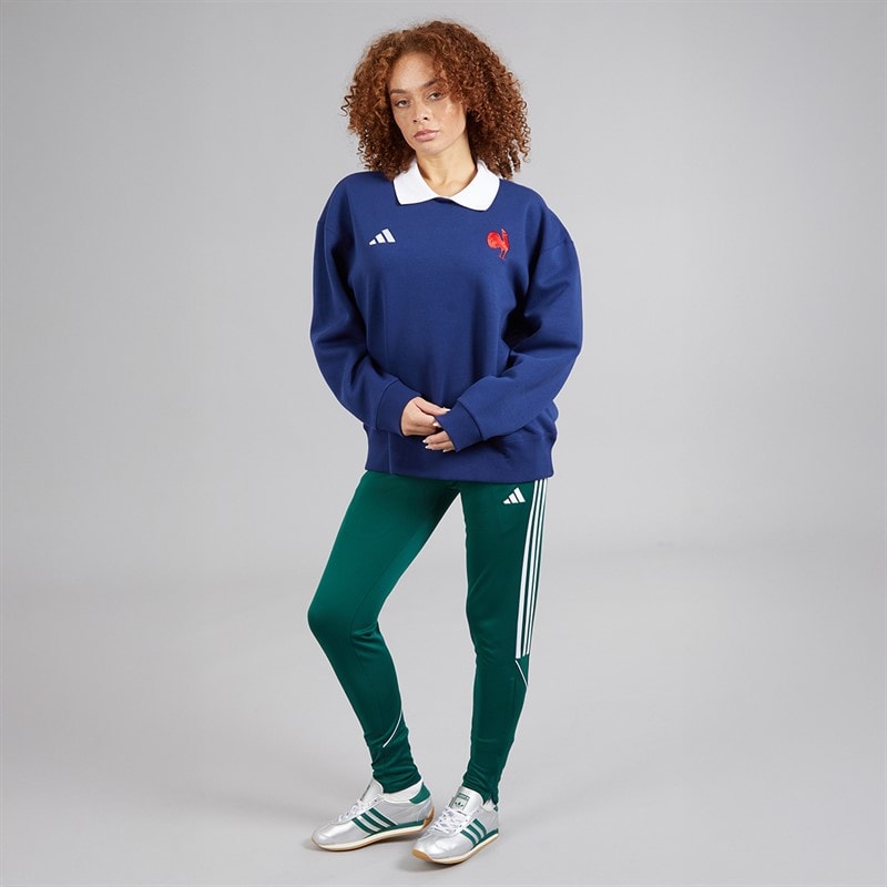 adidas Dame FFC Frankrig Rugby Langærmet Sweatshirt Dark Blue/Hvid - Billede 4