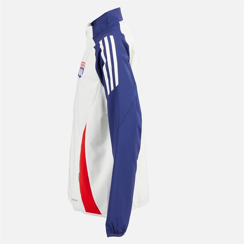 adidas Junior Drenge OL Olympique Lyon præsentations jakke White Tint/Midnight Indigo/Bright Red - Billede 2