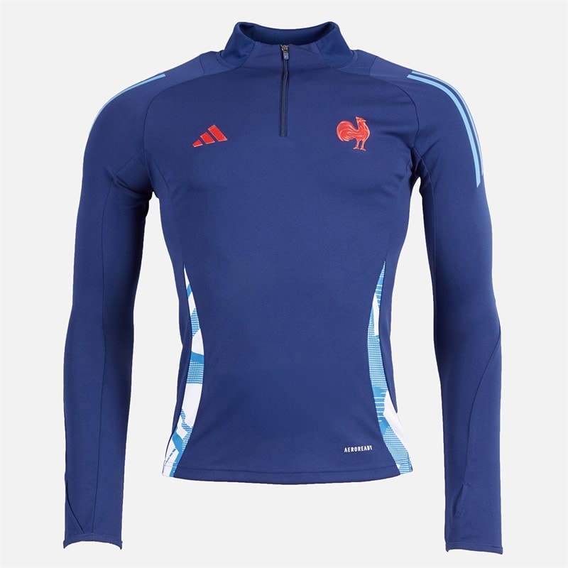adidas Dame FFR Frankrig Rugby Trænings Top Dark Blue - Billede 1
