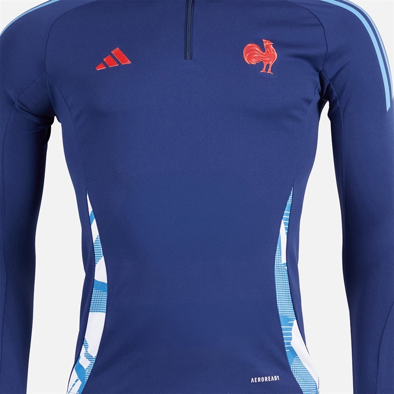 adidas Dame FFR Frankrig Rugby Trænings Top Dark Blue - Billede 2
