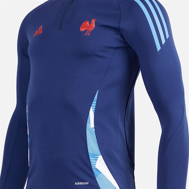 adidas Dame FFR Frankrig Rugby Trænings Top Dark Blue - Billede 3