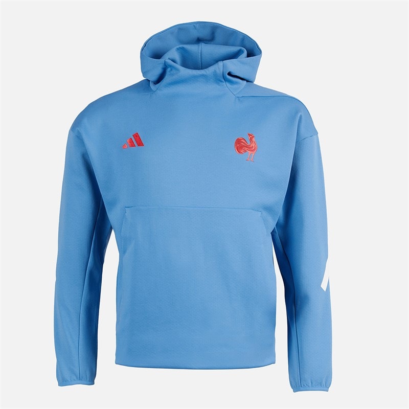 adidas Herre FFR Frankrig Rugby Z.N.E. Rejse Hættetrøje Focus Blue - Billede 1
