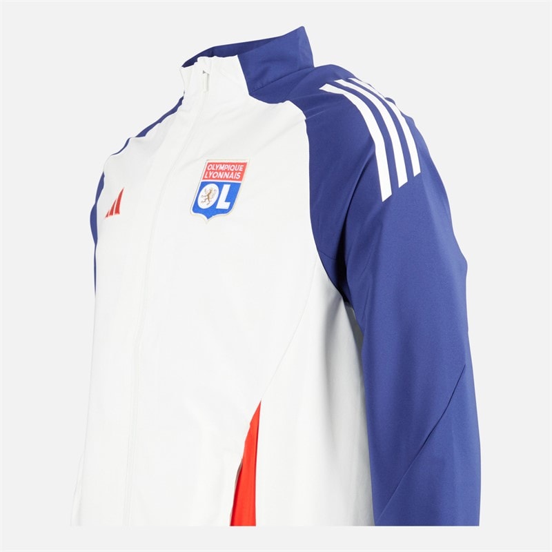 adidas Herre OL Olympique Lyon Præsentationsjakke White Tint/Midnight Indigo/Bright Red - Billede 4