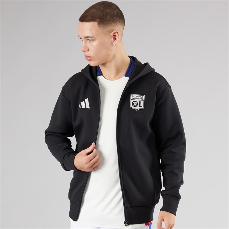 adidas Herre OL Olympique Lyon Anthem Jakke Sort - Billede 2