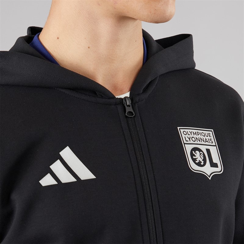 adidas Herre OL Olympique Lyon Anthem Jakke Sort - Billede 5