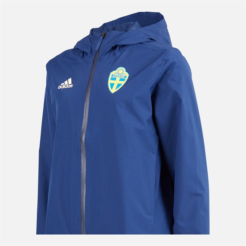 adidas Dame SVFF Sverige Vandtæt Storm Jakke Team Navy Blue/Easy Yellow - Billede 4