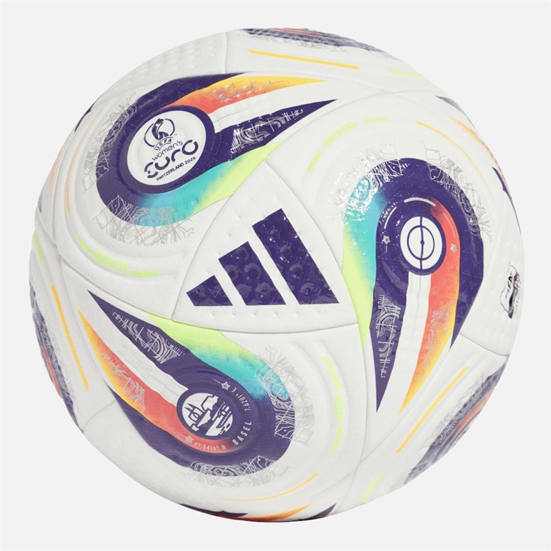 adidas Dame Euro 25 Pro Officiel Kamp Fodbold (FIFA Kvalitet Pro Certificeret) Hvid/Multi/Lucid Lemon - Billede 1
