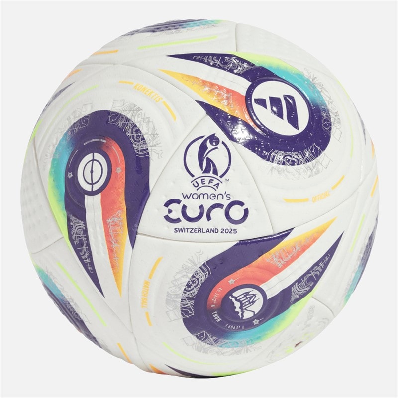 adidas Dame Euro 25 Pro Officiel Kamp Fodbold (FIFA Kvalitet Pro Certificeret) Hvid/Multi/Lucid Lemon - Billede 2