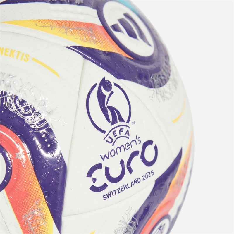 adidas Dame Euro 25 Pro Officiel Kamp Fodbold (FIFA Kvalitet Pro Certificeret) Hvid/Multi/Lucid Lemon - Billede 3