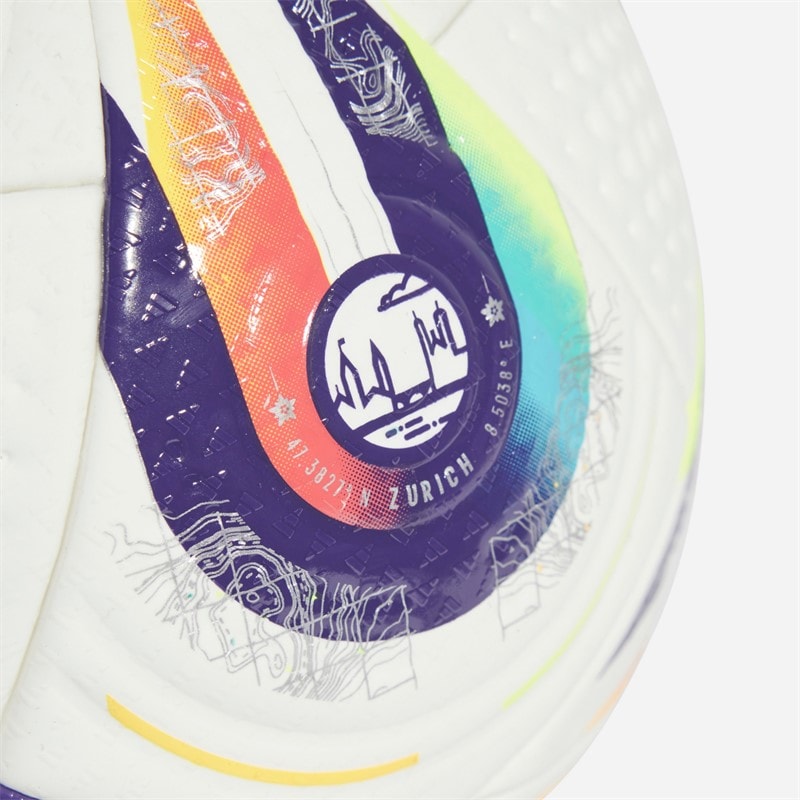 adidas Dame Euro 25 Pro Officiel Kamp Fodbold (FIFA Kvalitet Pro Certificeret) Hvid/Multi/Lucid Lemon - Billede 4
