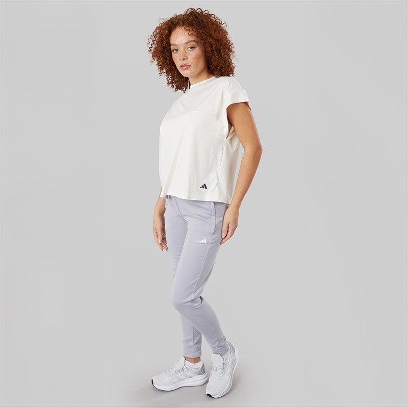 adidas Dame Aeroready Game And Go Tapered Fleece Joggebukser Gloy Grey/Hvid - Billede 4