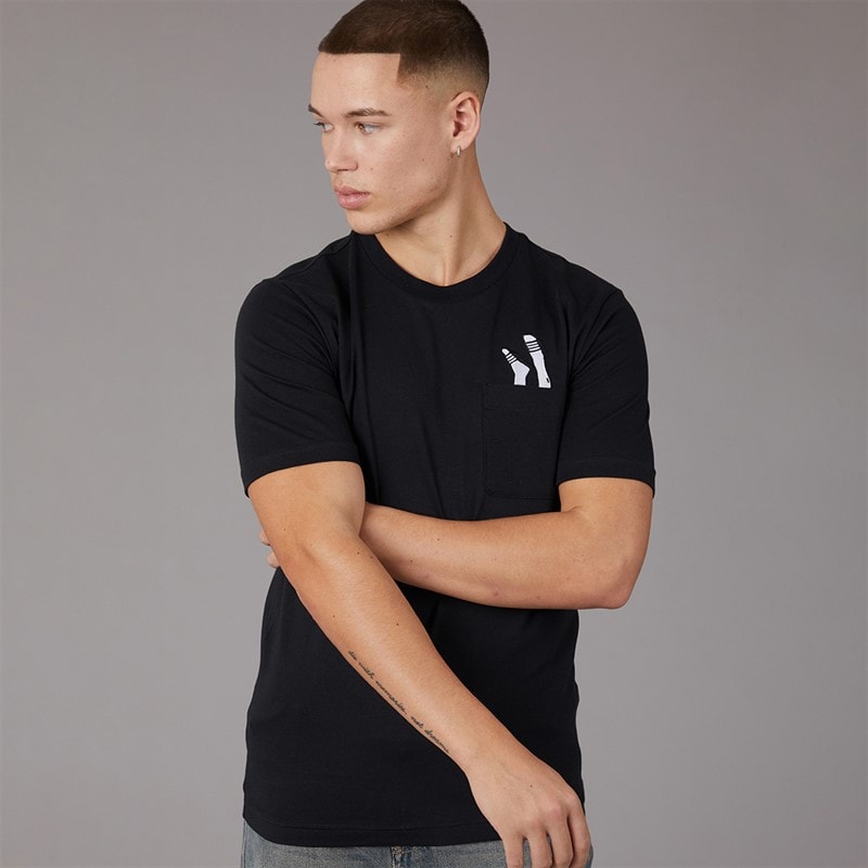 adidas Herre Lounge Sandaler Grafisk Lomme T-shirt Sort