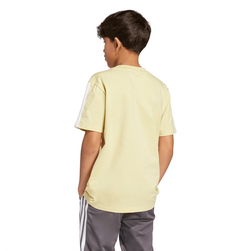 adidas Junior Drenge Essentials 3-Stripes T-shirt Powder Yellow/Hvid - Billede 2