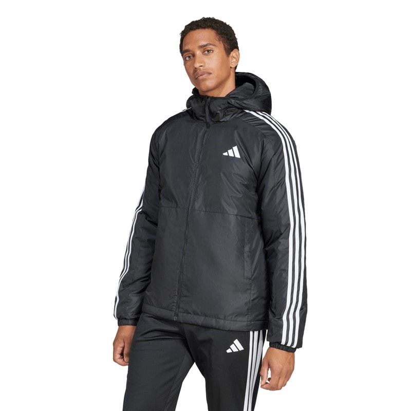 adidas Herre Essentials 3-Stripes Isoleret Hættejakke Sort