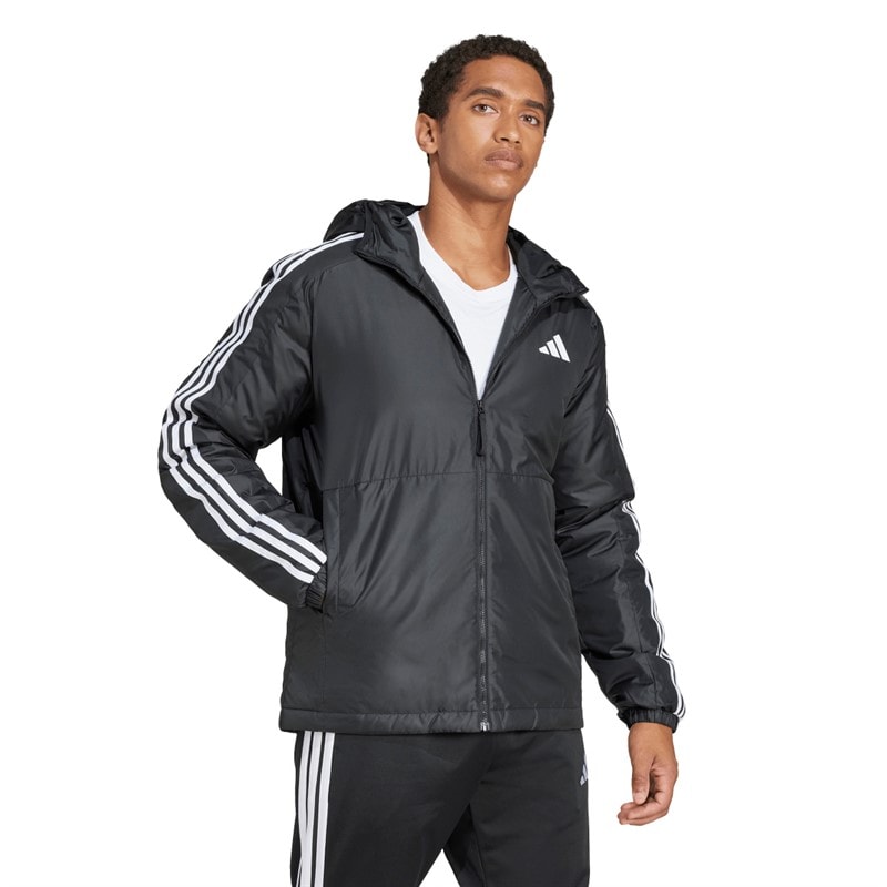 adidas Herre Essentials 3-Stripes Isoleret Hættejakke Sort - Billede 5