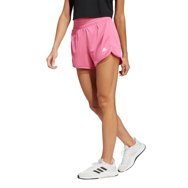 adidas Dame Pacer Essentials Strik Høj Talje Shorts Pink Fusion/Hvid - Billede 1