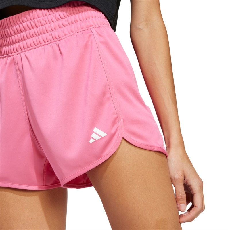 adidas Dame Pacer Essentials Strik Høj Talje Shorts Pink Fusion/Hvid - Billede 3