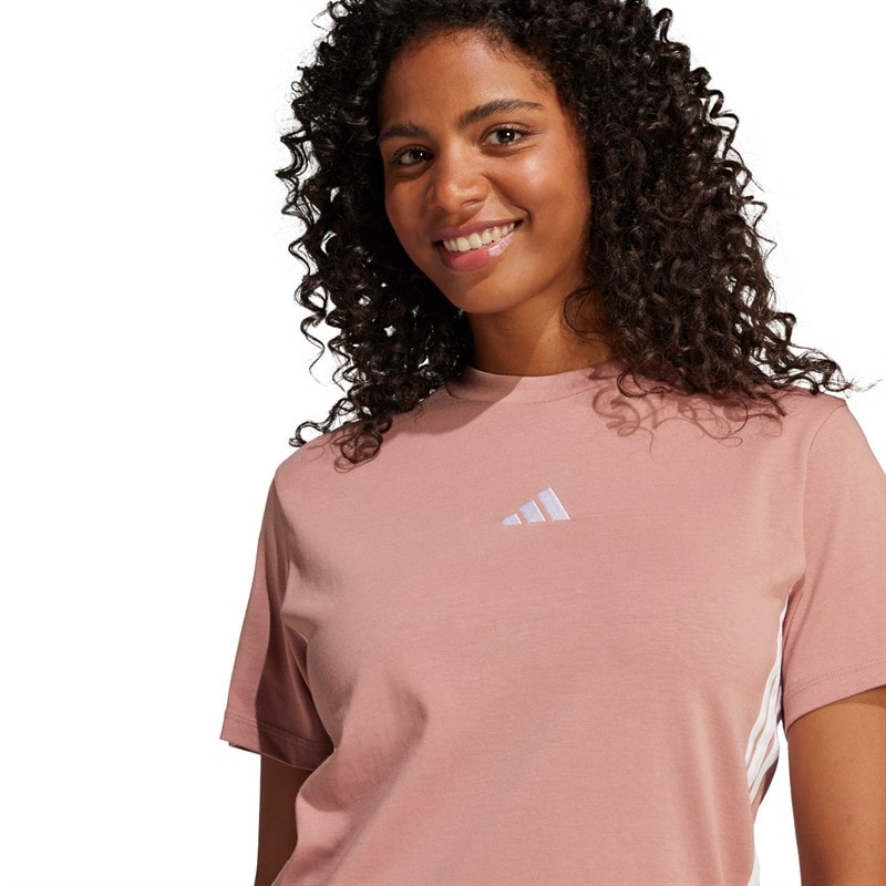 adidas Dame Essentials 3 striber T shirt Warm Clay/Hvid - Billede 3